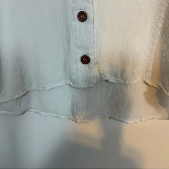 Ardene Cream V-Neck Button Front Top - Size L - Picture 7 of 7